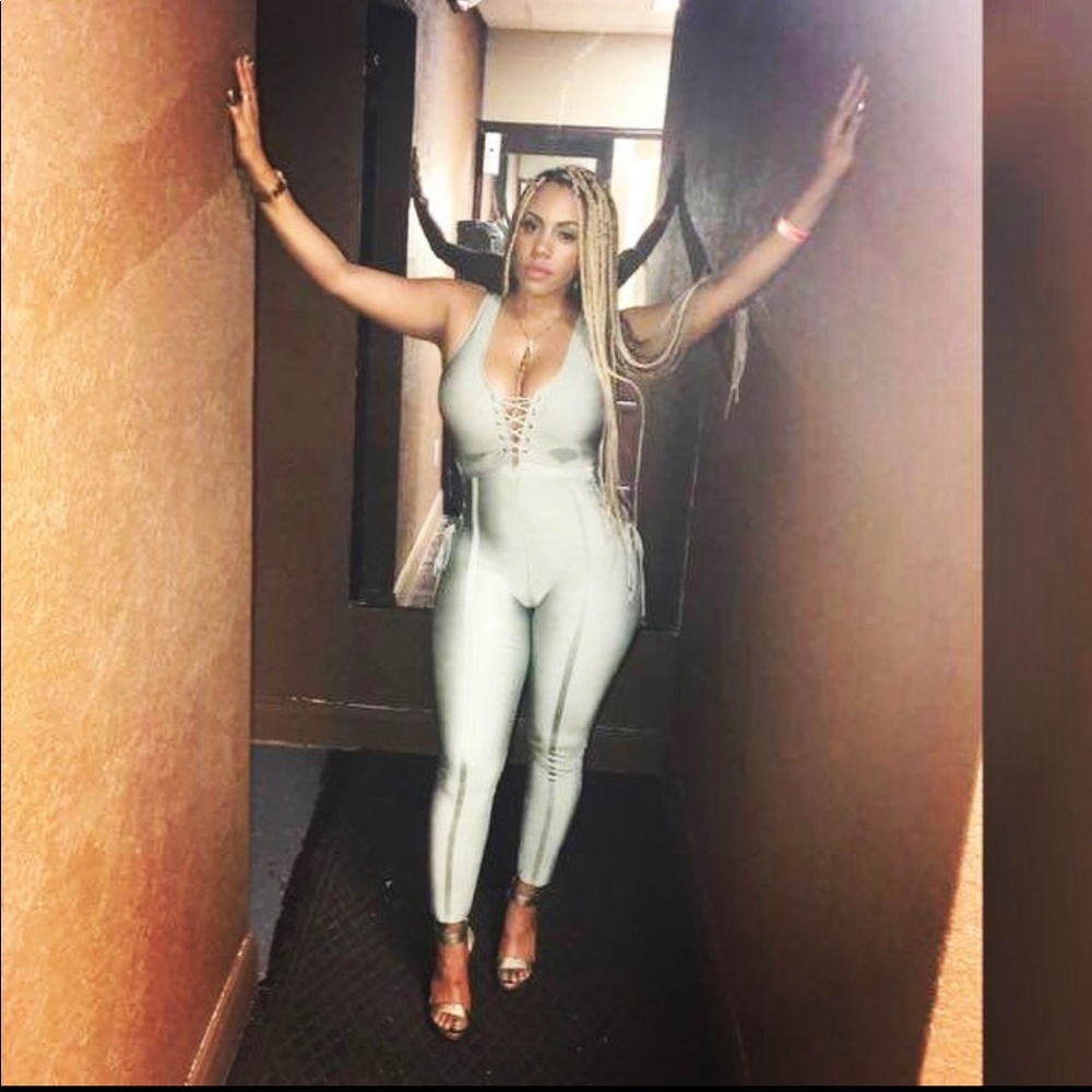 Bandage Jumpsuit medium jade color